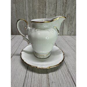 Vintage Winterling Bavaria Saucer and Creamer Pitcher White Gold Trim Germany